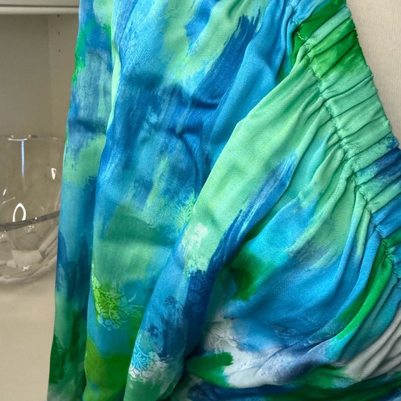 Hemant & Nandita Vida Blue Green Long Maxi Dress Kaftan $585 size Large - Picture 7 of 12